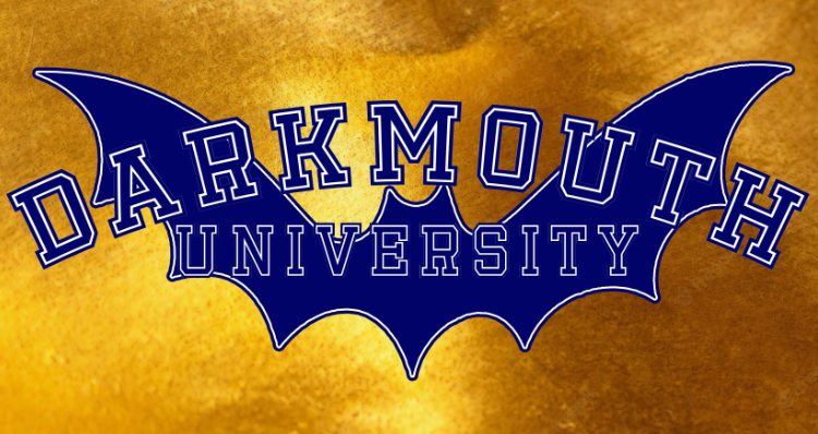 A bat-shaped university logo